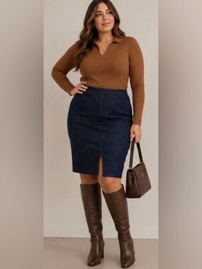 MEXX Metropolitan Denim Pencil Skirt Dark Blue Size 14